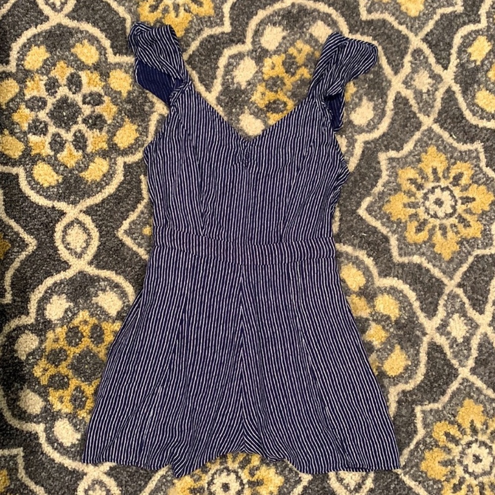 American Eagle Outfitters Blue and White Striped Romper